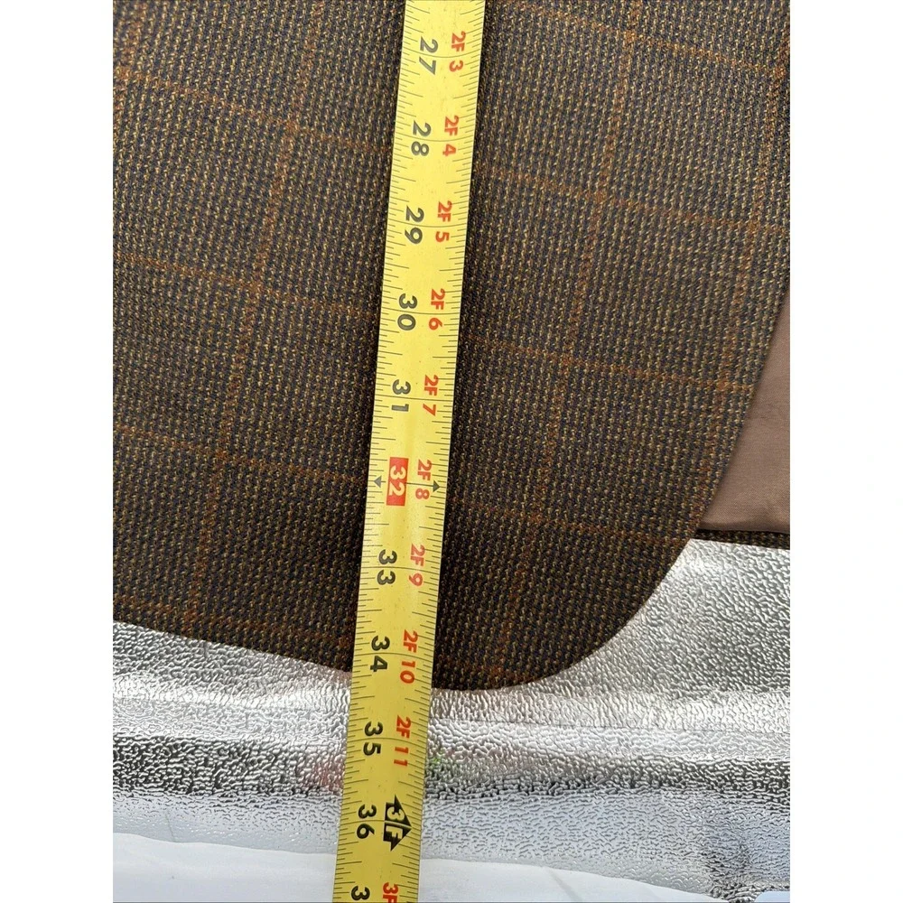 Vtg Classics by Bill Blass Brown Plaid Wool Blazer Sport Coat Jacket Mens 43L